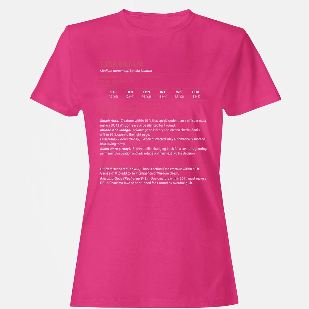 Librarian Stats Women's T-Shirt - Heliconia - 6