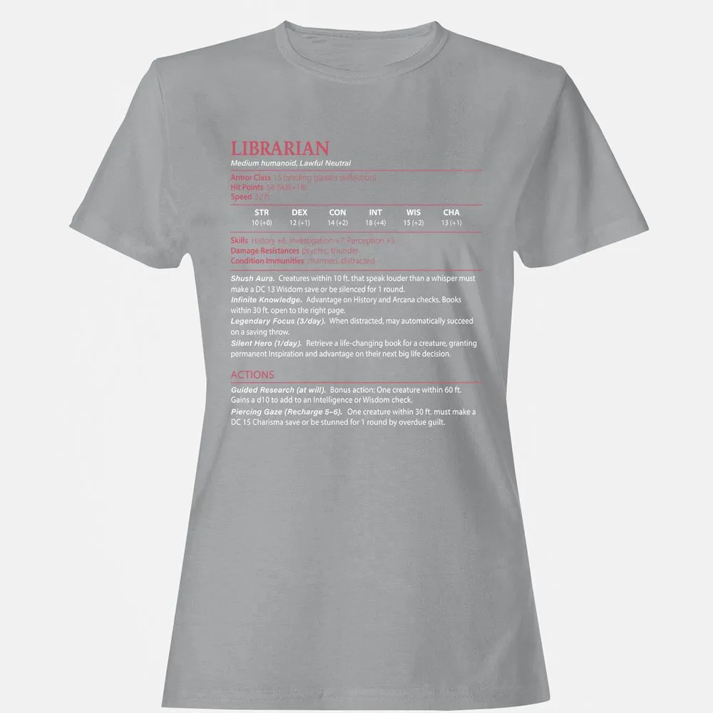 Librarian Stats Women's T-Shirt - Sport Grey - 15
