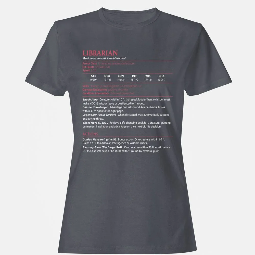 Librarian Stats Women's T-Shirt - Dark Heather - 5