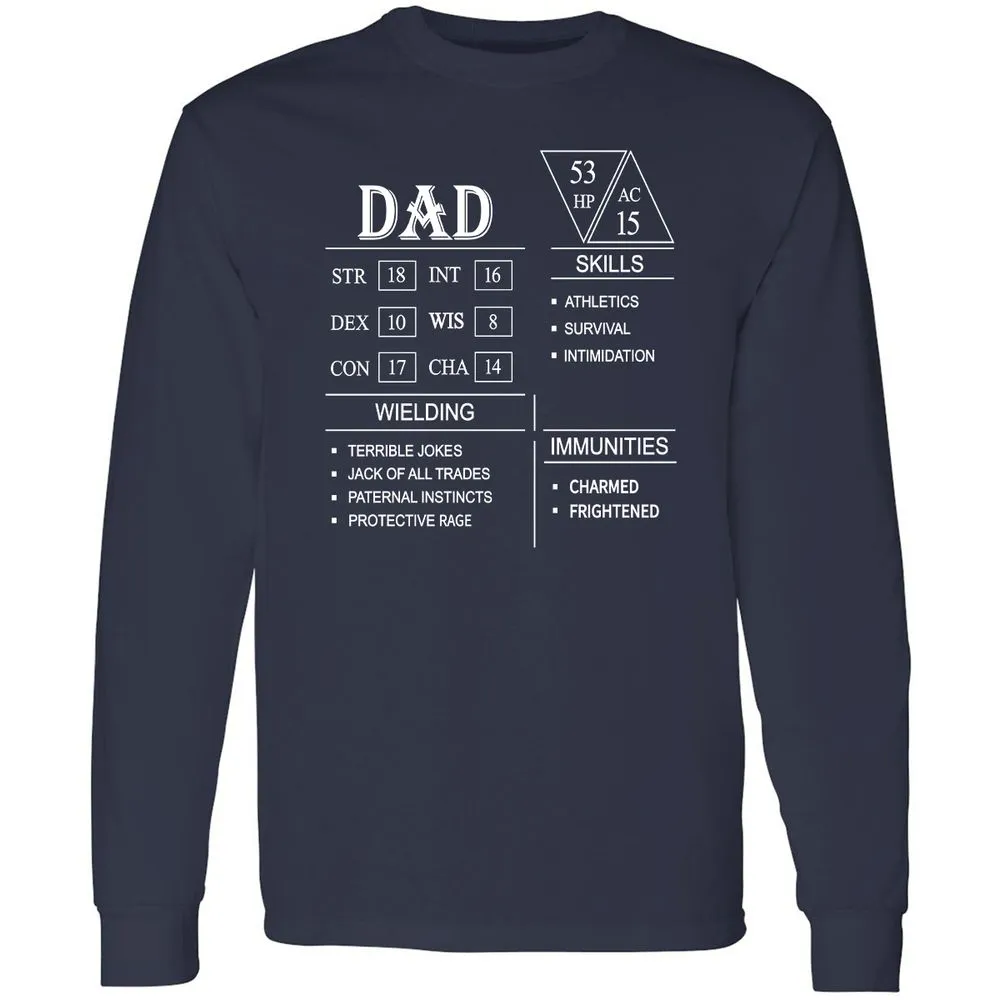 Dad Stat Block Long Sleeve T-Shirt - Navy - 2