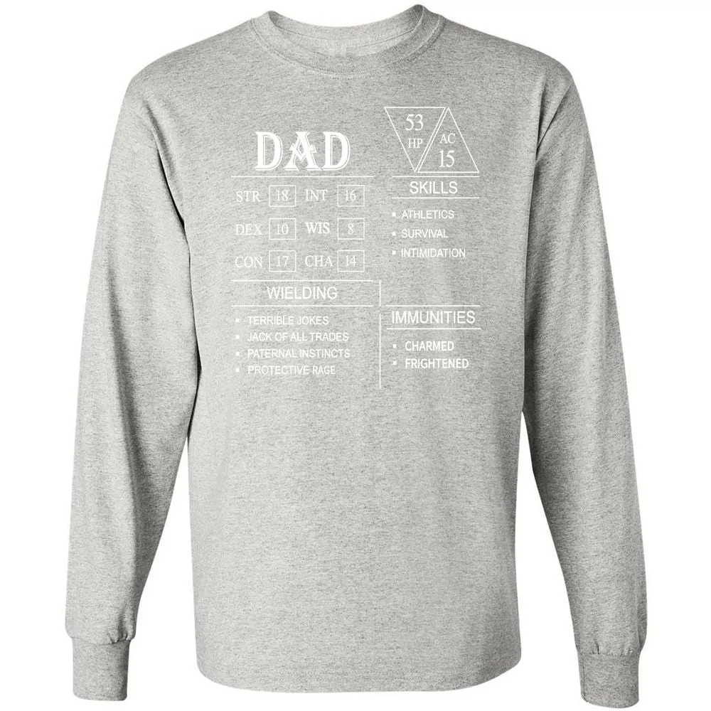 Dad Stat Block Long Sleeve T-Shirt - Ash - 7