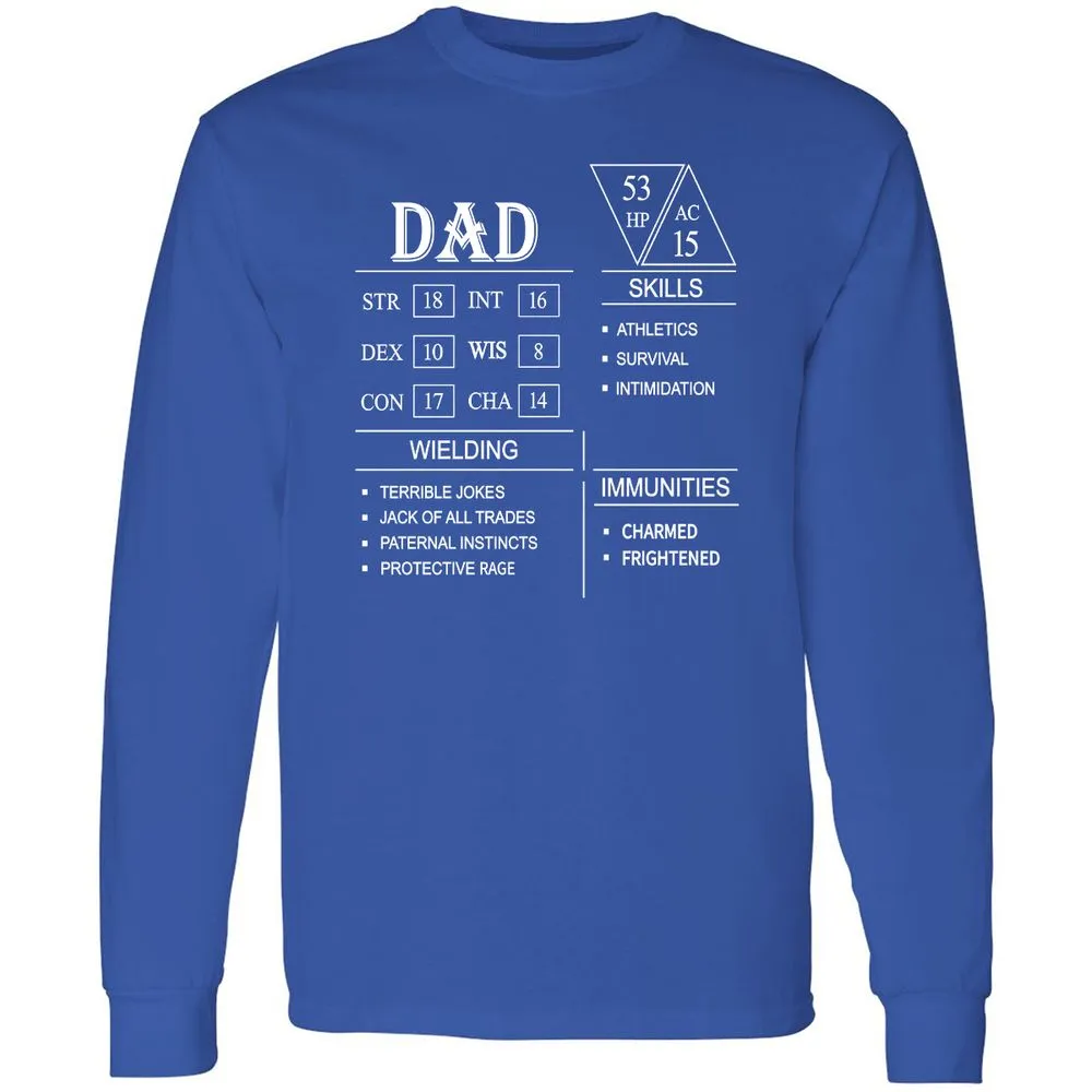 Dad Stat Block Long Sleeve T-Shirt - Royal - 8