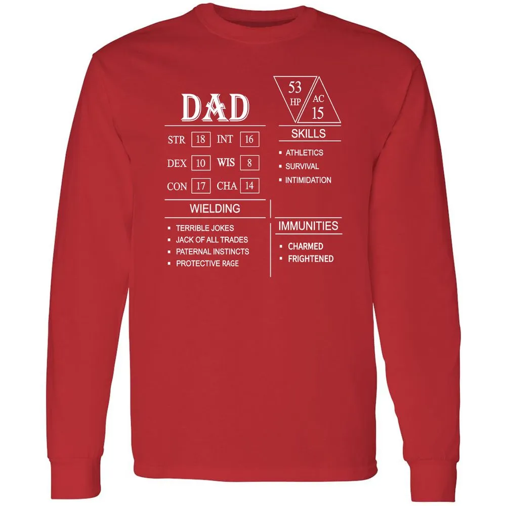 Dad Stat Block Long Sleeve T-Shirt - Red - 14