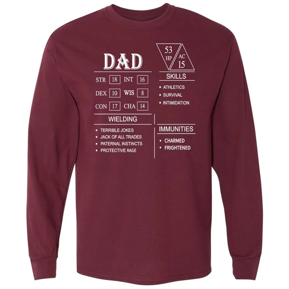 Dad Stat Block Long Sleeve T-Shirt - Maroon - 11