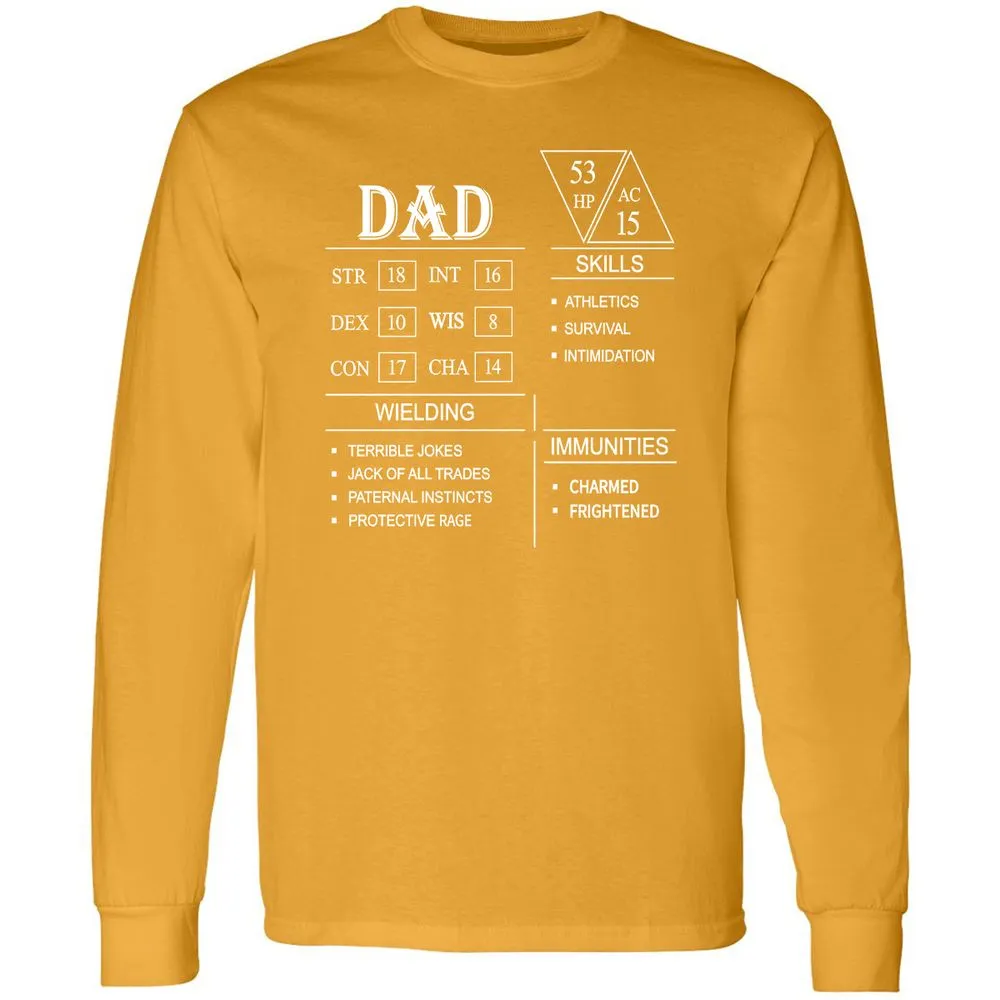 Dad Stat Block Long Sleeve T-Shirt - Gold - 9