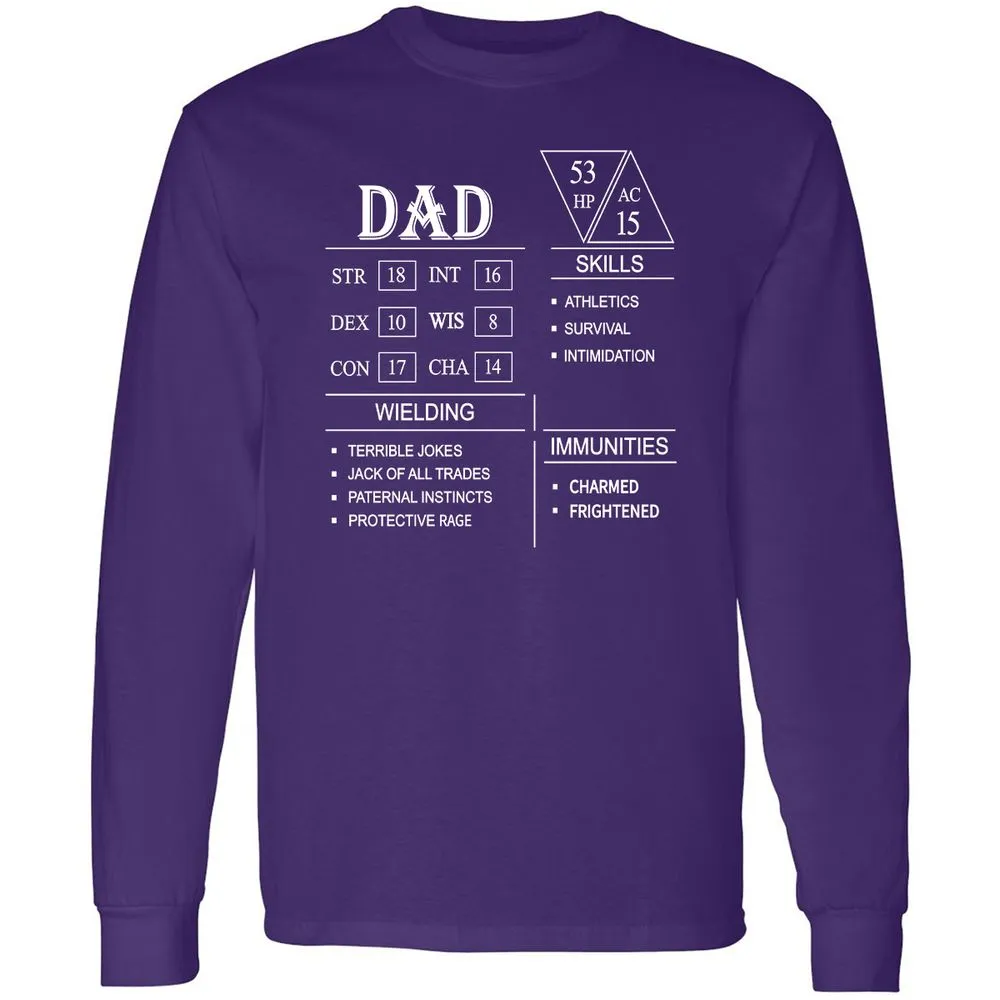 Dad Stat Block Long Sleeve T-Shirt - Purple - 13