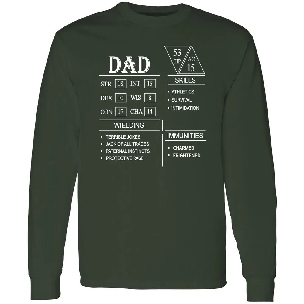 Dad Stat Block Long Sleeve T-Shirt - Forest Green - 4