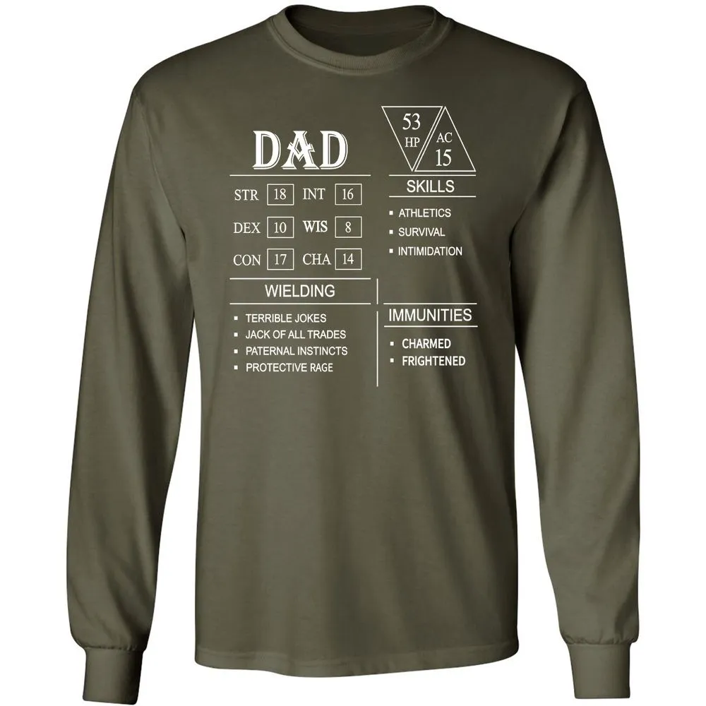 Dad Stat Block Long Sleeve T-Shirt - Military Green - 16