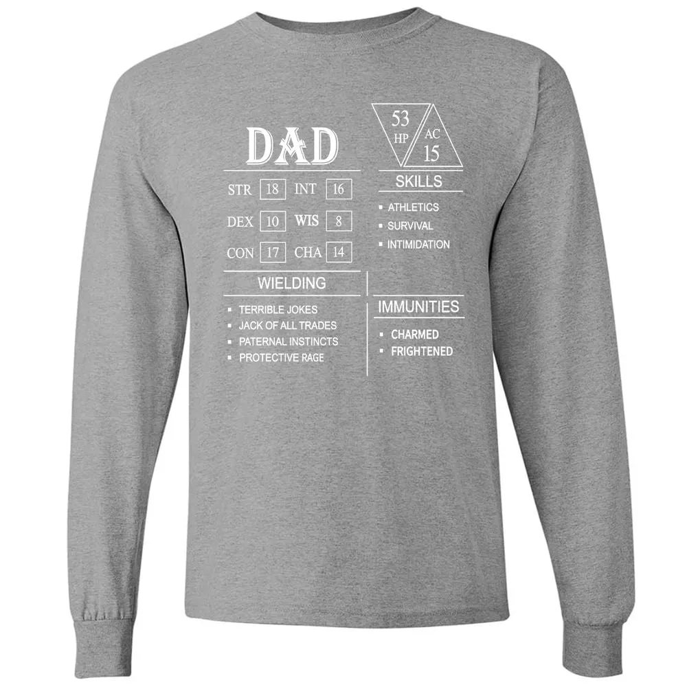 Dad Stat Block Long Sleeve T-Shirt - Graphite Heather - 6