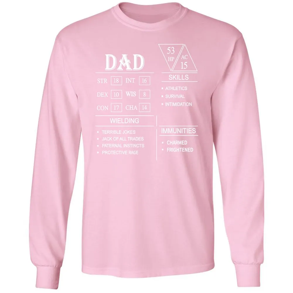 Dad Stat Block Long Sleeve T-Shirt - Light Pink - 3