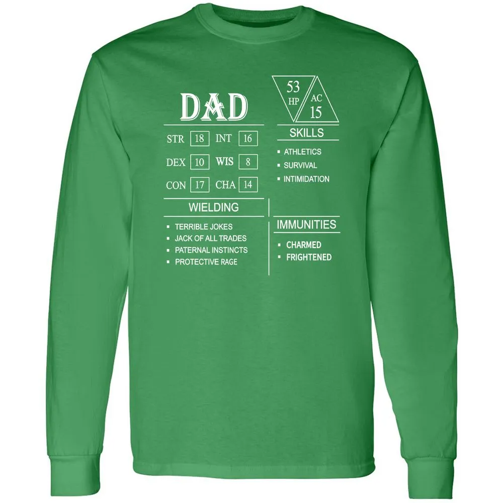 Dad Stat Block Long Sleeve T-Shirt - Irish Green - 10