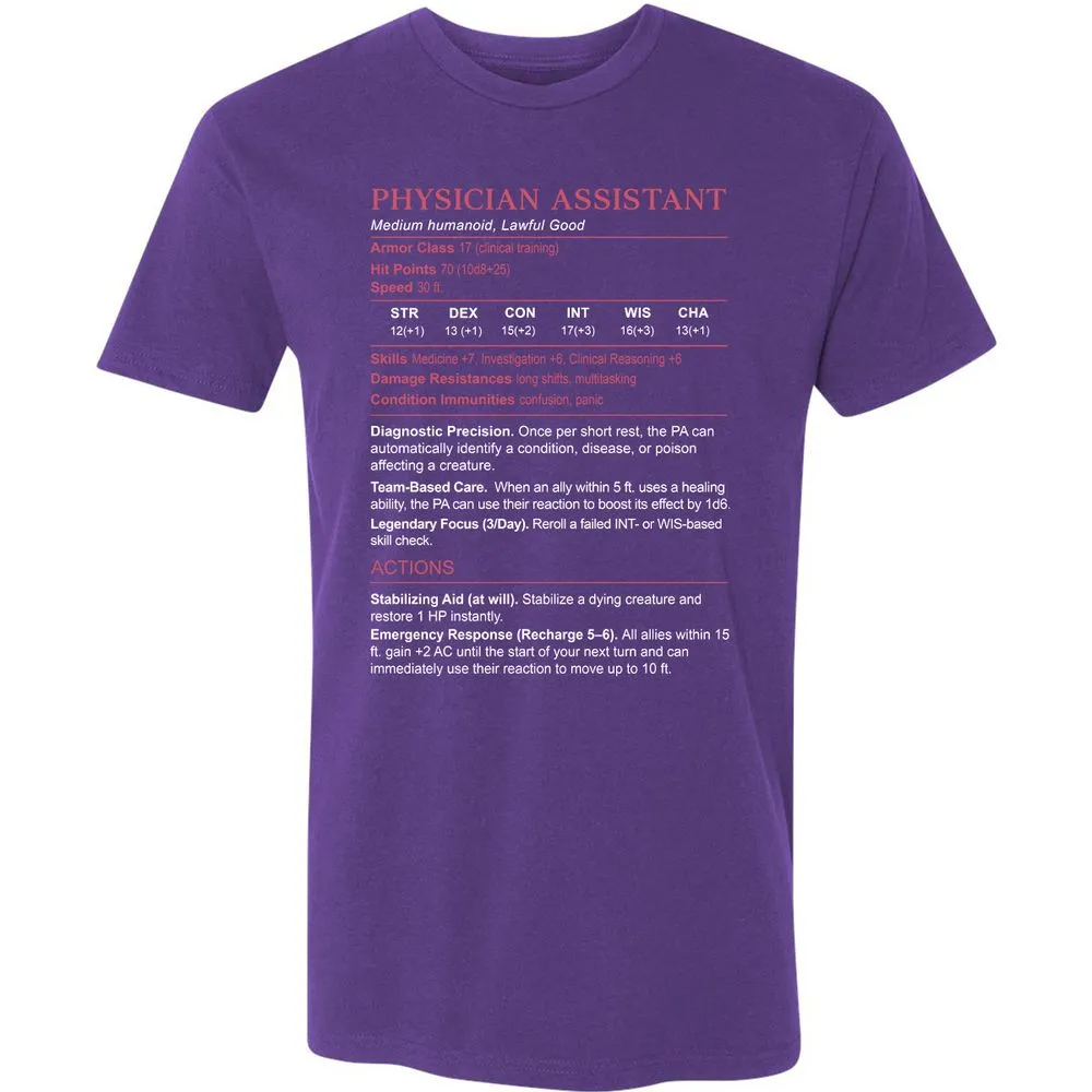 PHYSICIAN ASSISTANT Stats Premium Unisex T-Shirt - Purple Rush - 7