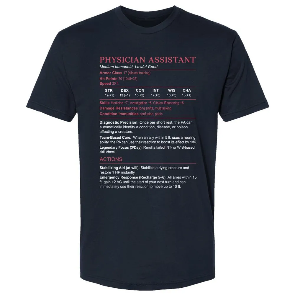 PHYSICIAN ASSISTANT Stats Premium Unisex T-Shirt - Midnight Navy - 2