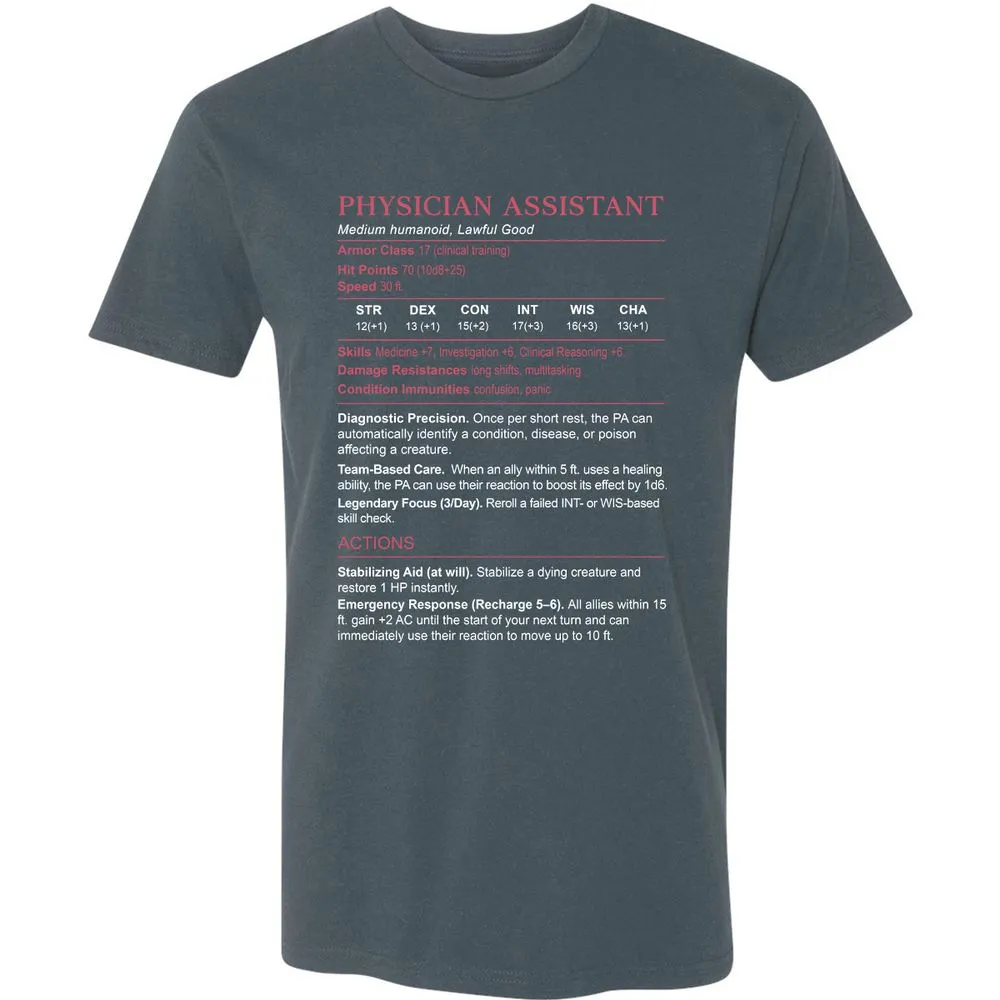 PHYSICIAN ASSISTANT Stats Premium Unisex T-Shirt - Indigo - 15