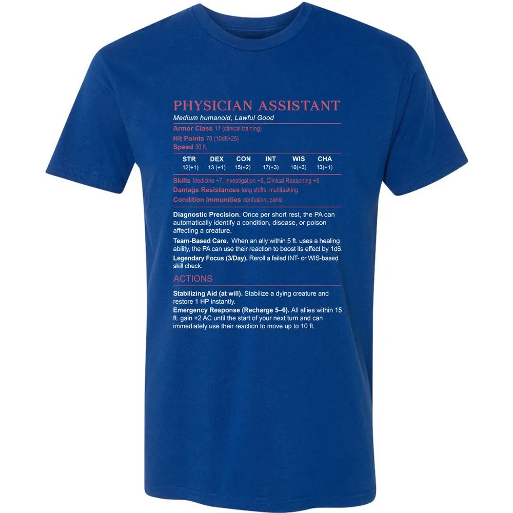 PHYSICIAN ASSISTANT Stats Premium Unisex T-Shirt - Royal - 10