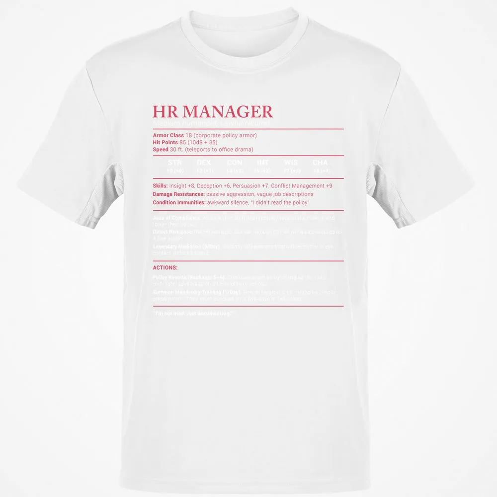HR Manager Stats Classic Unisex T-Shirt - White - 12