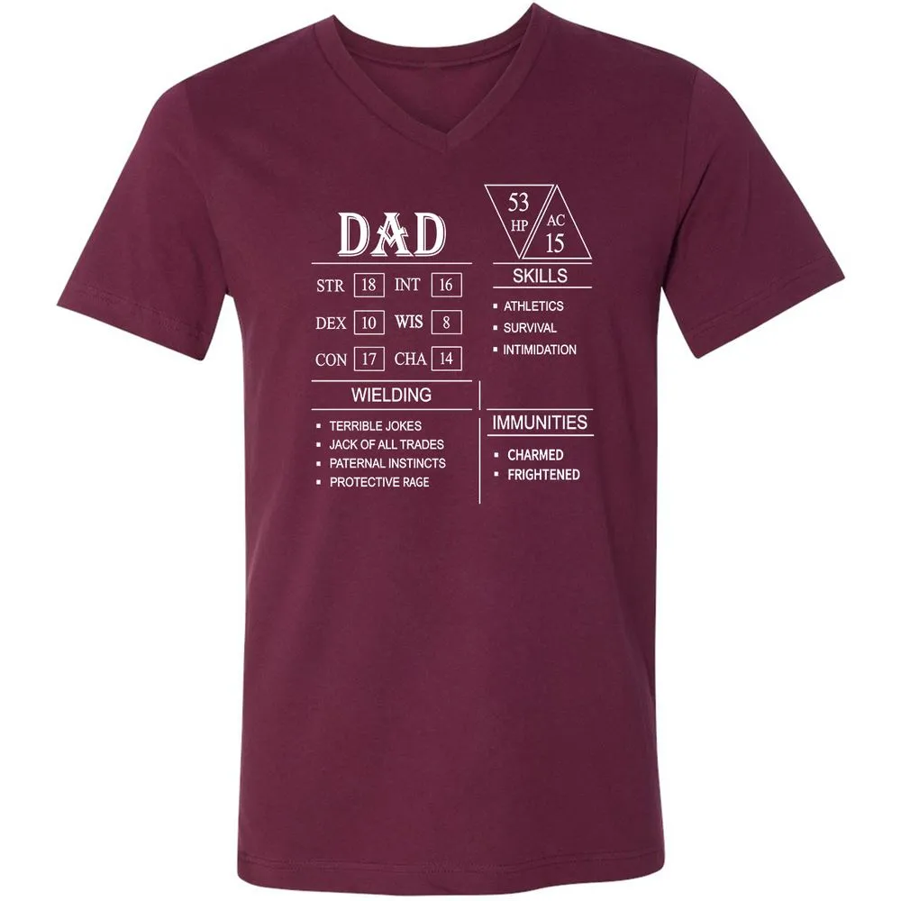 Dad Stat Block Unisex V-Neck T-Shirt - Maroon - 6