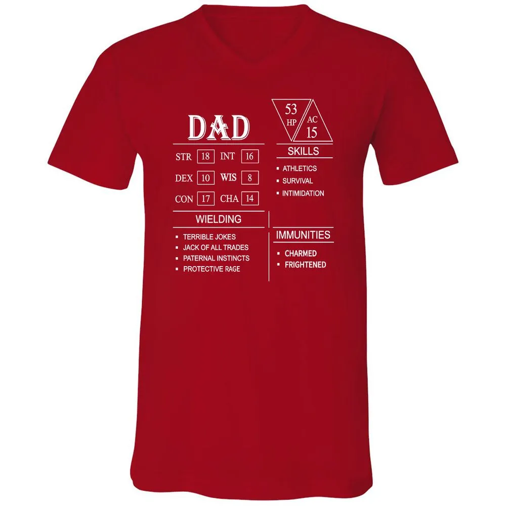 Dad Stat Block Unisex V-Neck T-Shirt - Red - 3