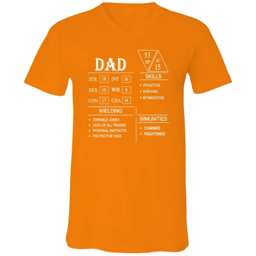 Dad Stat Block Unisex V-Neck T-Shirt - Orange - 11