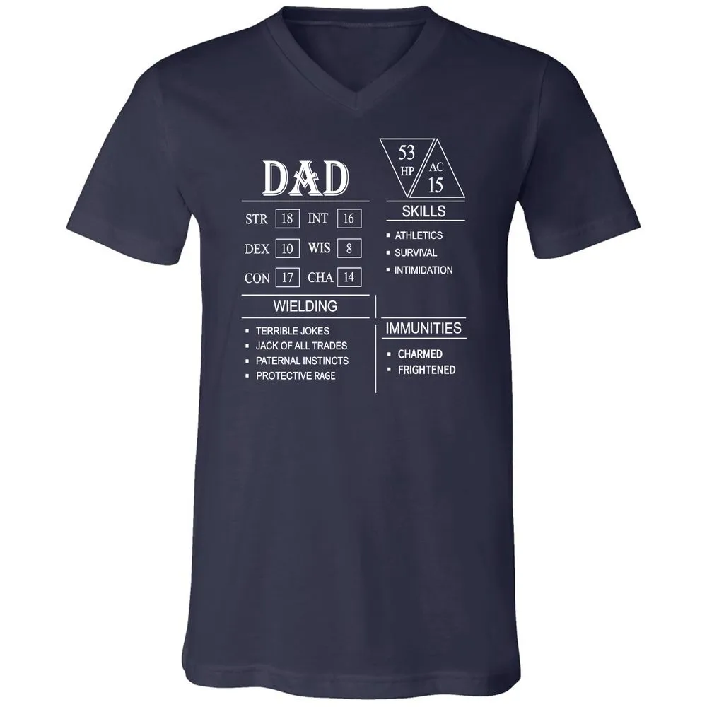 Dad Stat Block Unisex V-Neck T-Shirt - Navy - 2