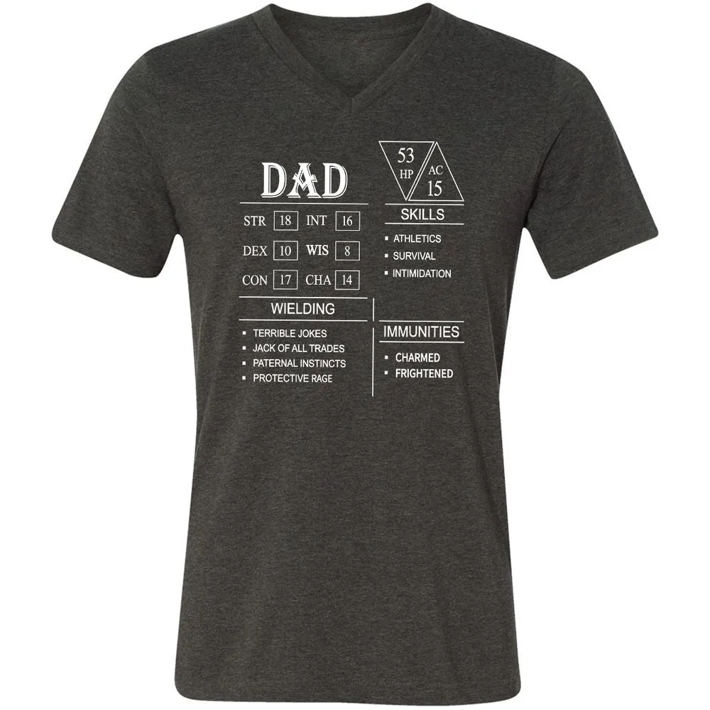 Dad Stat Block Unisex V-Neck T-Shirt - Dark Grey Heather - 8