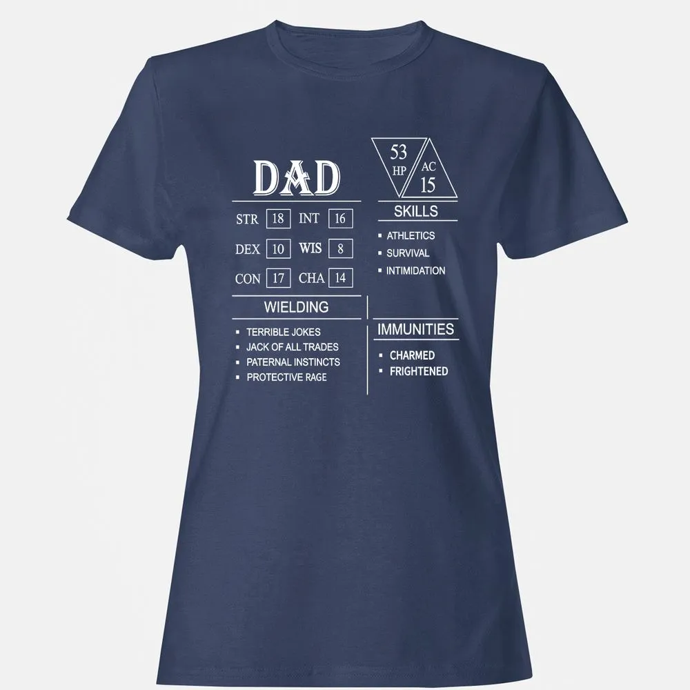 Dad Stat Block Women's T-Shirt - Navy - 10