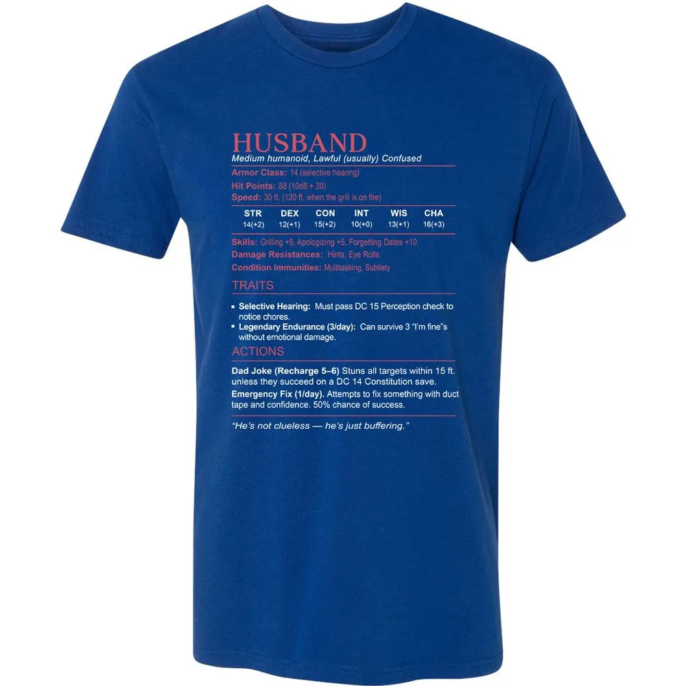 Husband Stats Premium Unisex T-Shirt - Royal - 10