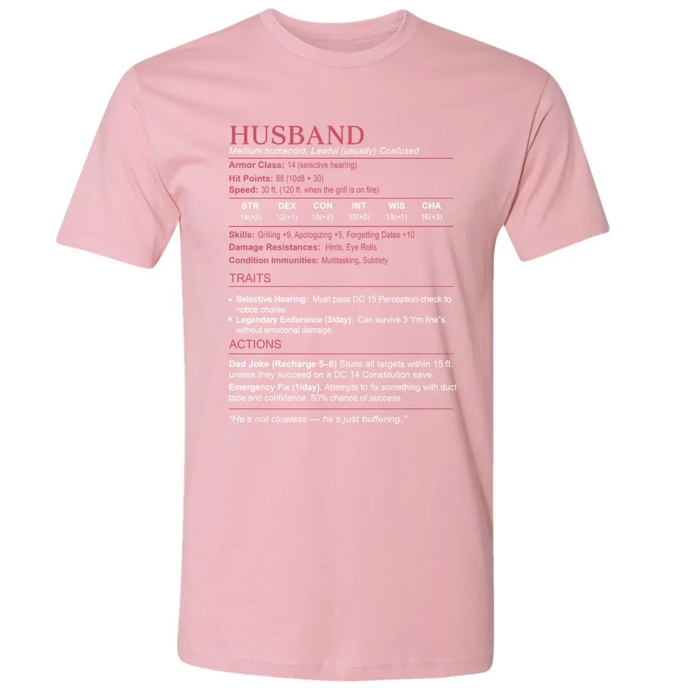 Husband Stats Premium Unisex T-Shirt - Light Pink - 3