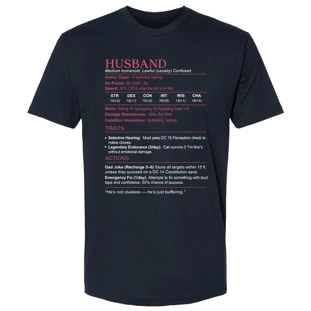 Husband Stats Premium Unisex T-Shirt - Midnight Navy - 2