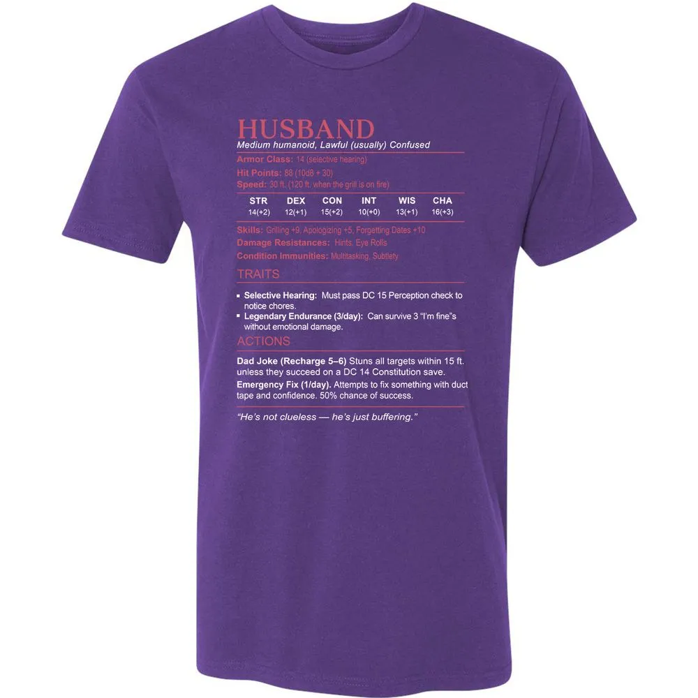 Husband Stats Premium Unisex T-Shirt - Purple Rush - 7