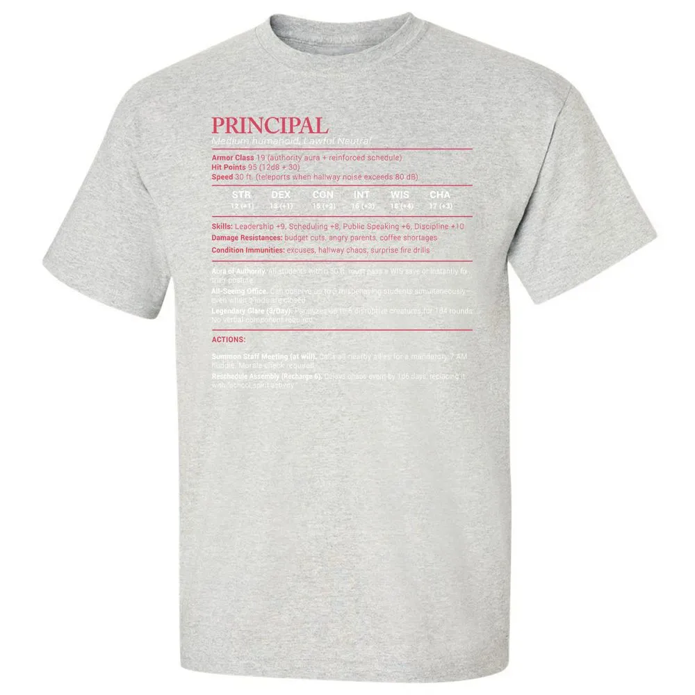 Principal Stats Classic Unisex T-Shirt - Ash - 2