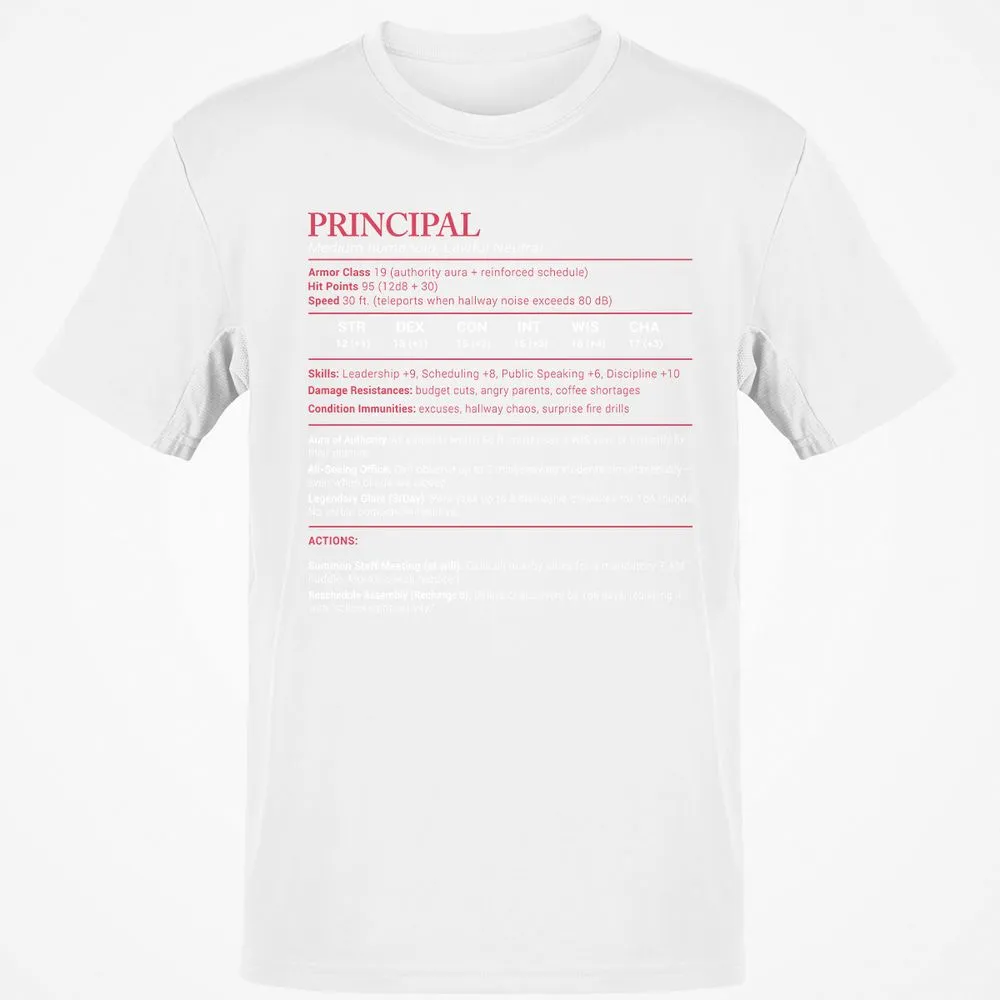 Principal Stats Classic Unisex T-Shirt - White - 12