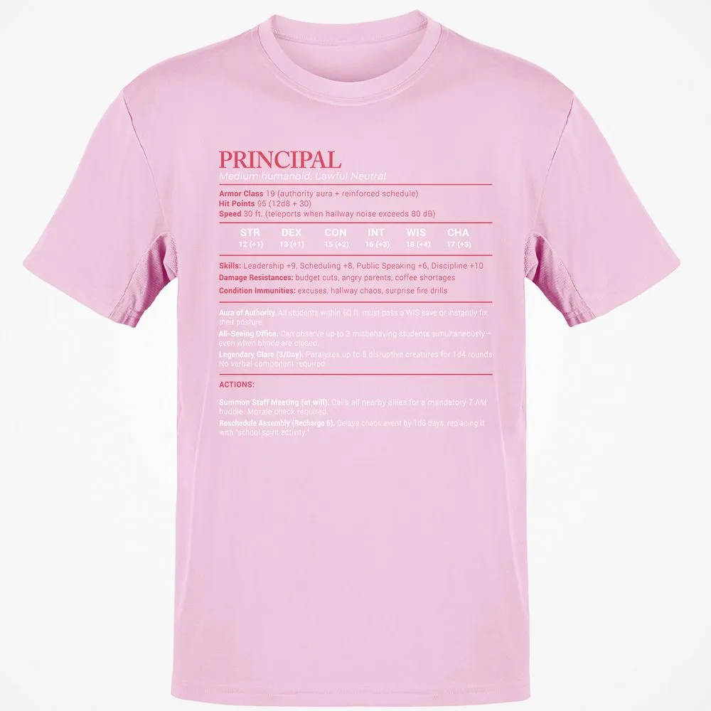 Principal Stats Classic Unisex T-Shirt - Light Pink - 5
