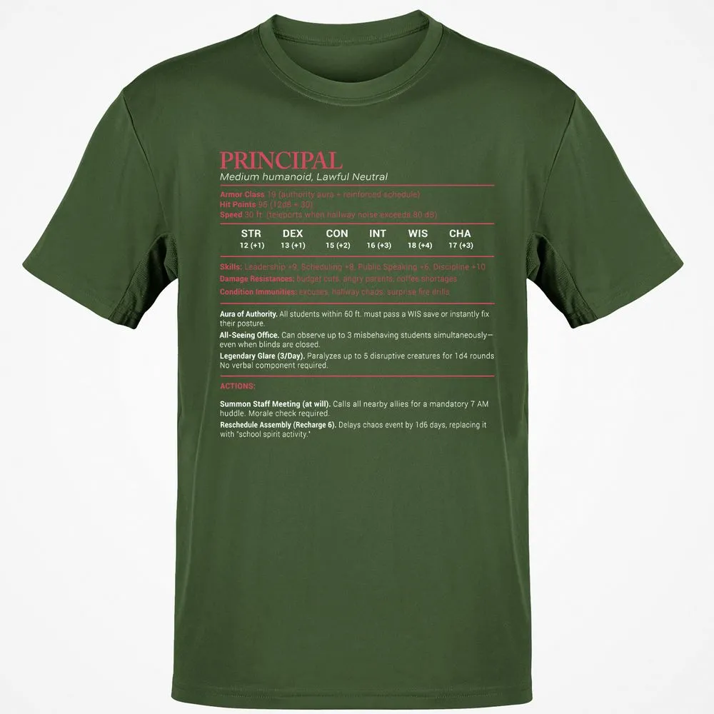 Principal Stats Classic Unisex T-Shirt - Military Green - 6