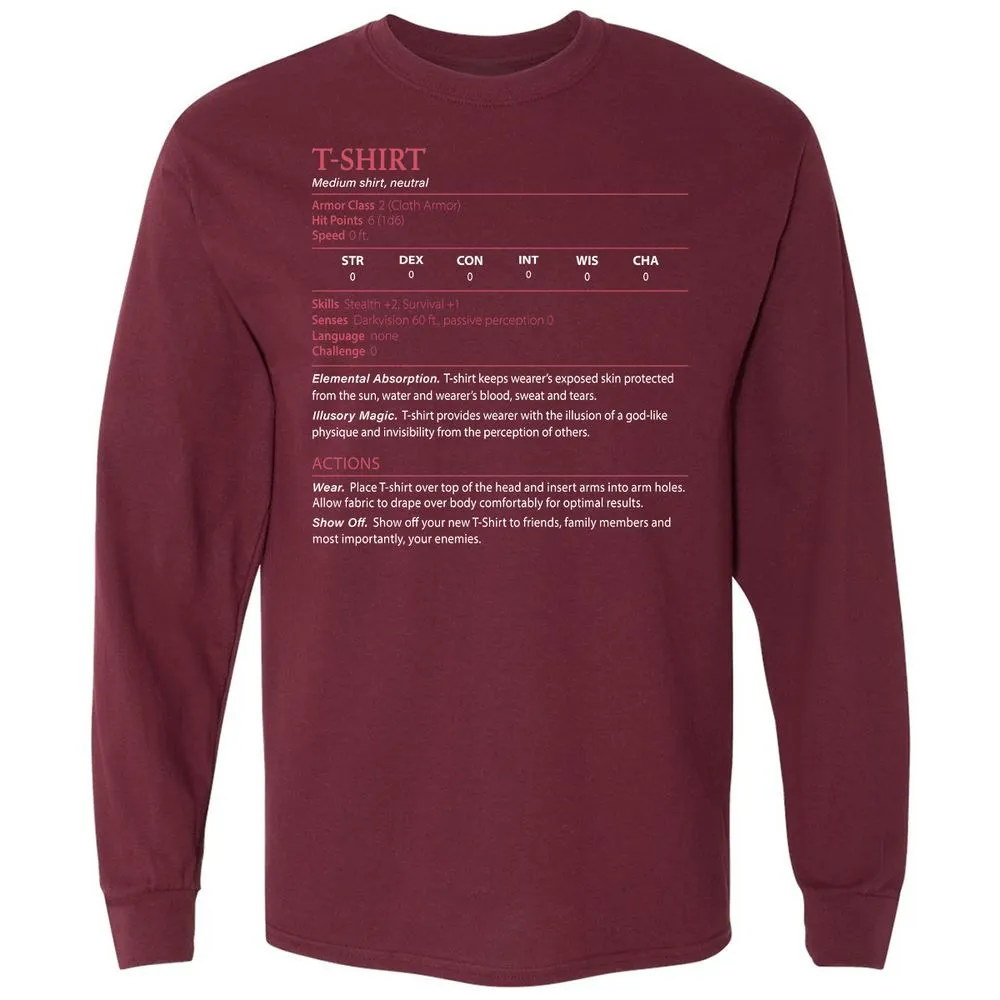 T-Shirt Long Sleeve T-Shirt - Maroon - 11
