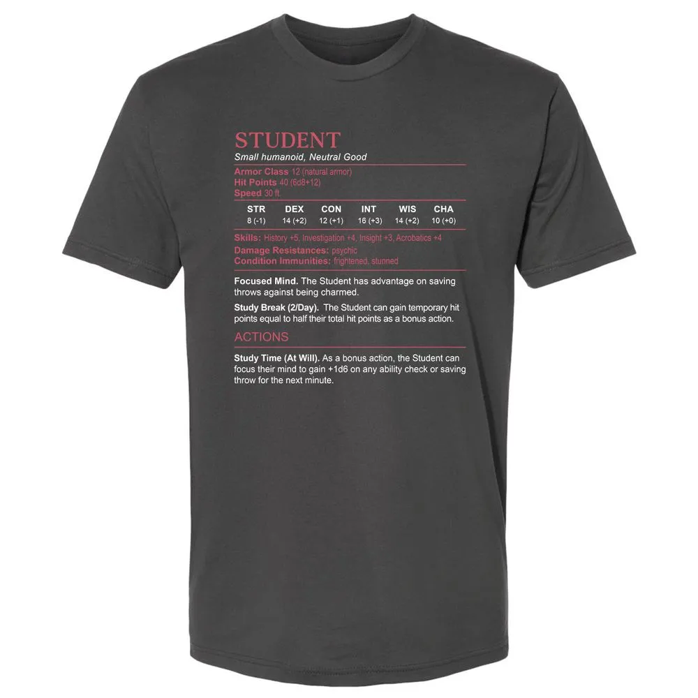 Student Stats Premium Unisex T-Shirt - Heavy Metal - 8
