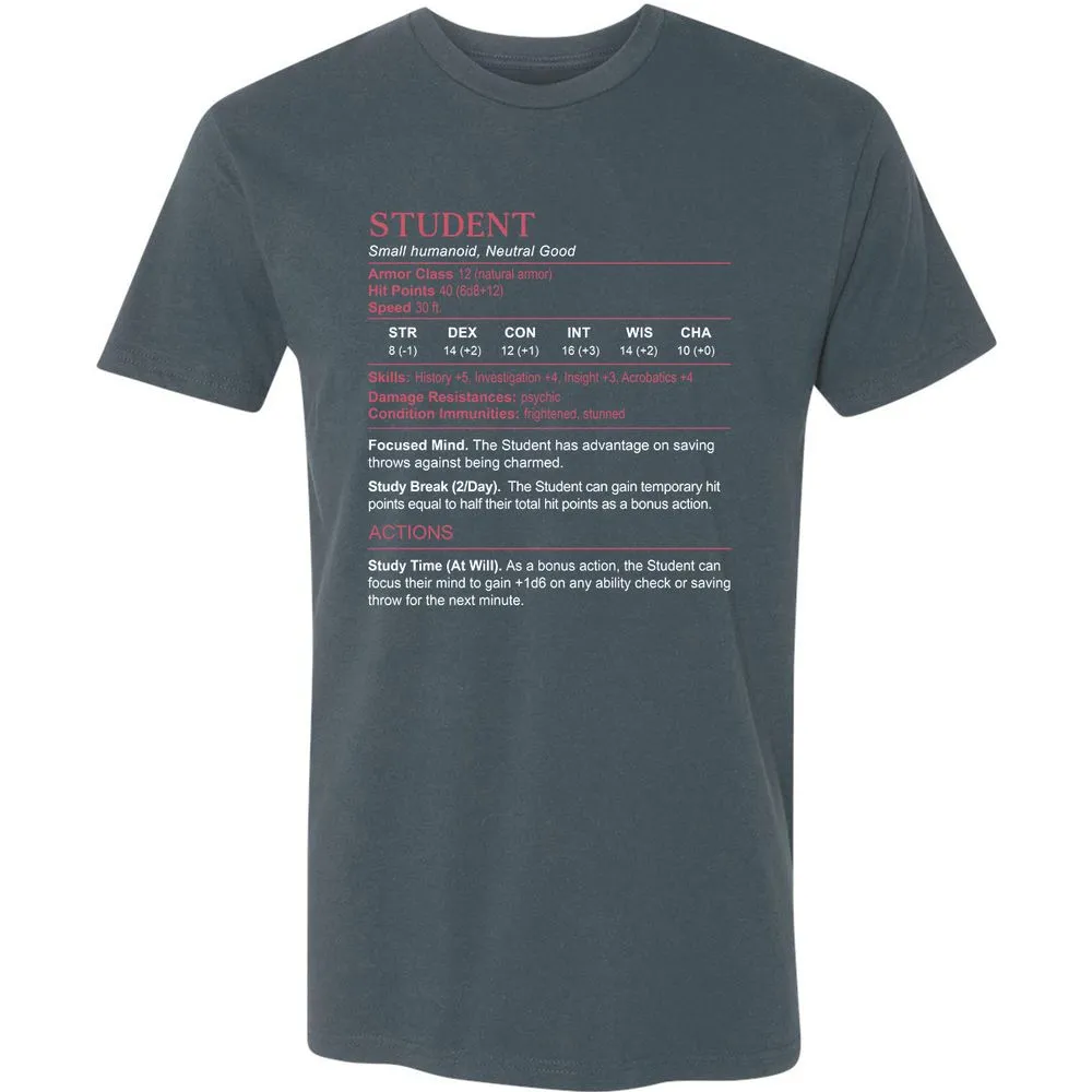 Student Stats Premium Unisex T-Shirt - Indigo - 15