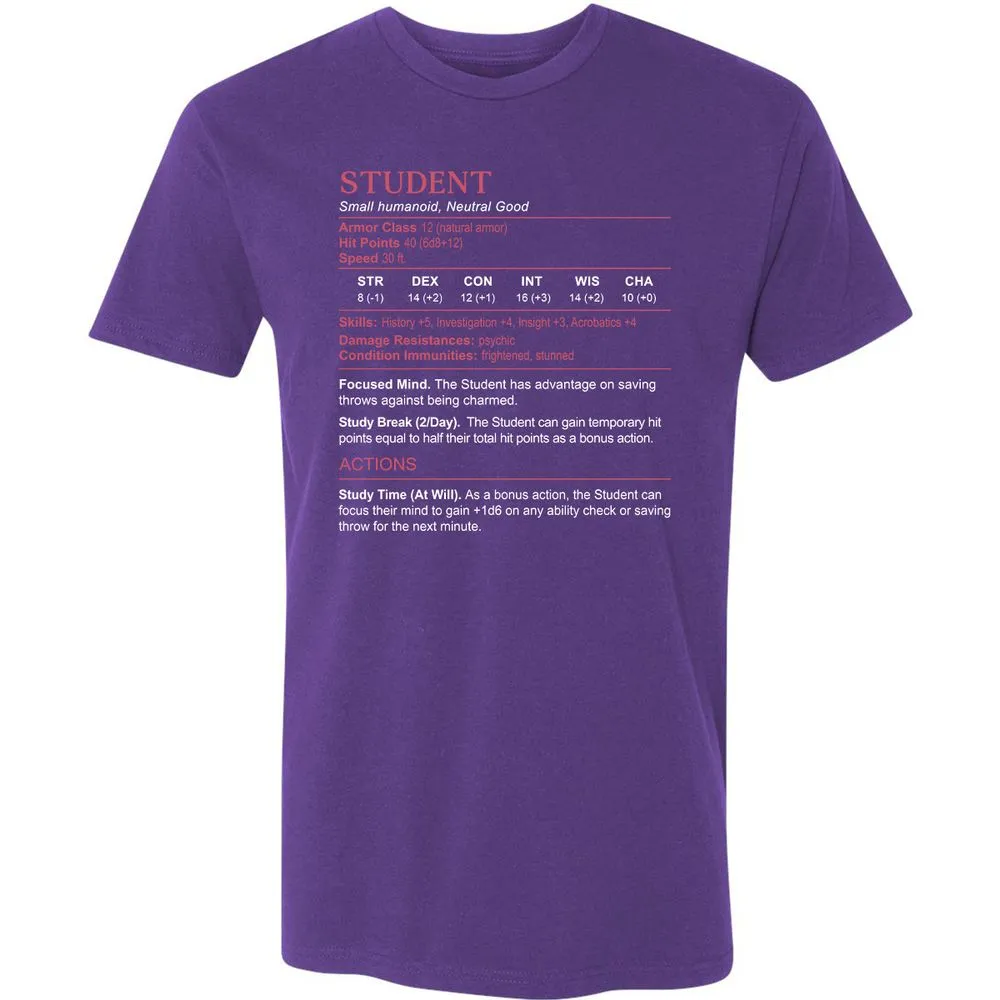 Student Stats Premium Unisex T-Shirt - Purple Rush - 7