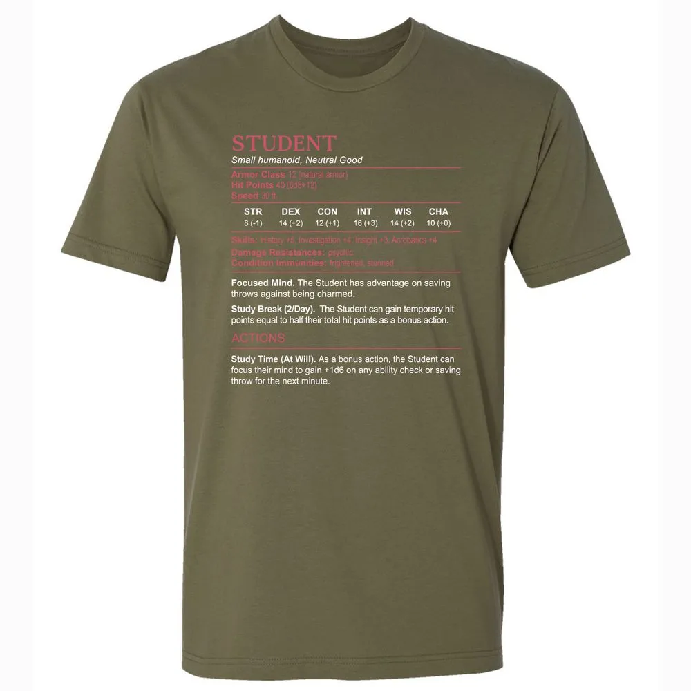 Student Stats Premium Unisex T-Shirt - Military Green - 5