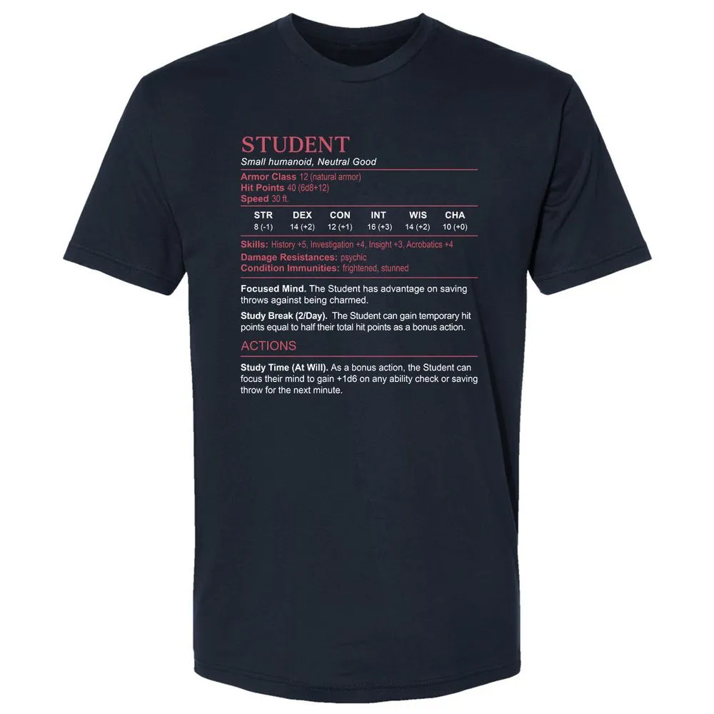 Student Stats Premium Unisex T-Shirt - Midnight Navy - 2
