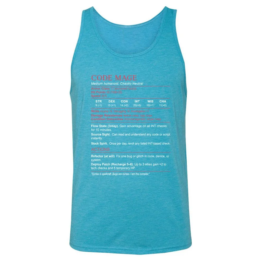 Code Mage Stats Unisex Jersey Tank - Aqua Triblend - 3
