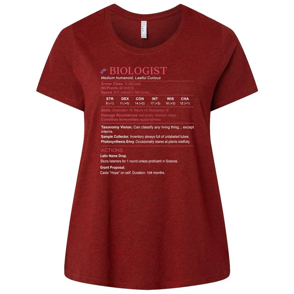 Biologist Stats Ladies Curvy Jersey - Cardinal - 10