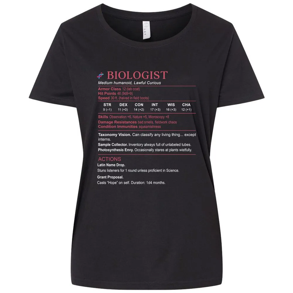 Biologist Stats Ladies Curvy Jersey - Blended Black - 1