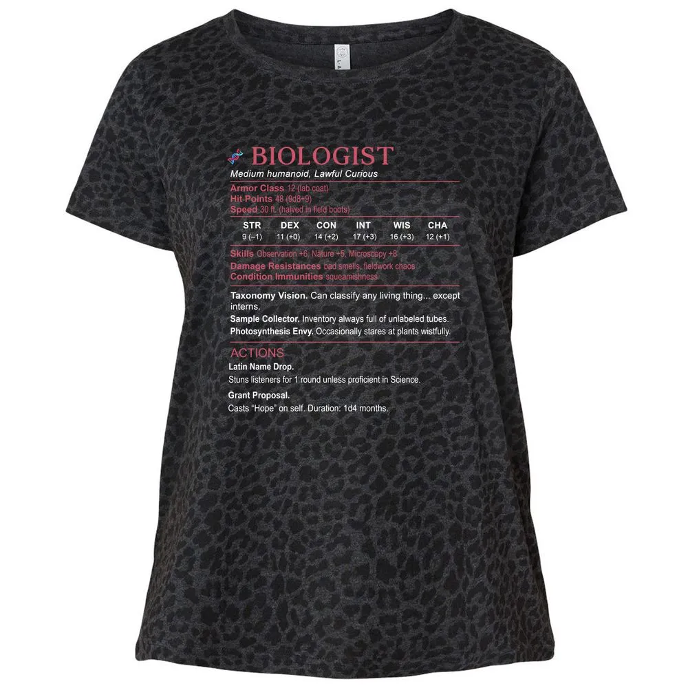 Biologist Stats Ladies Curvy Jersey - Black Leopard - 11