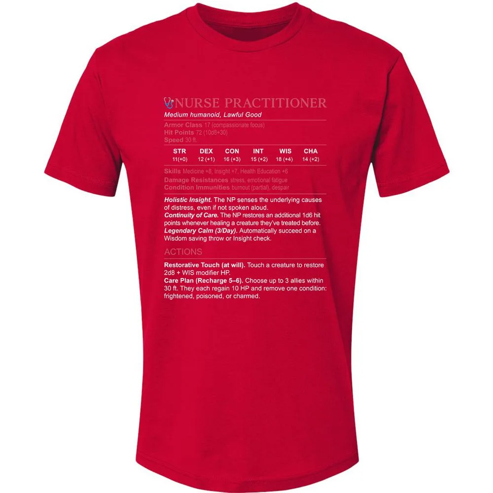 Nurse Practitioner Stats Premium Unisex T-Shirt - Red - 6