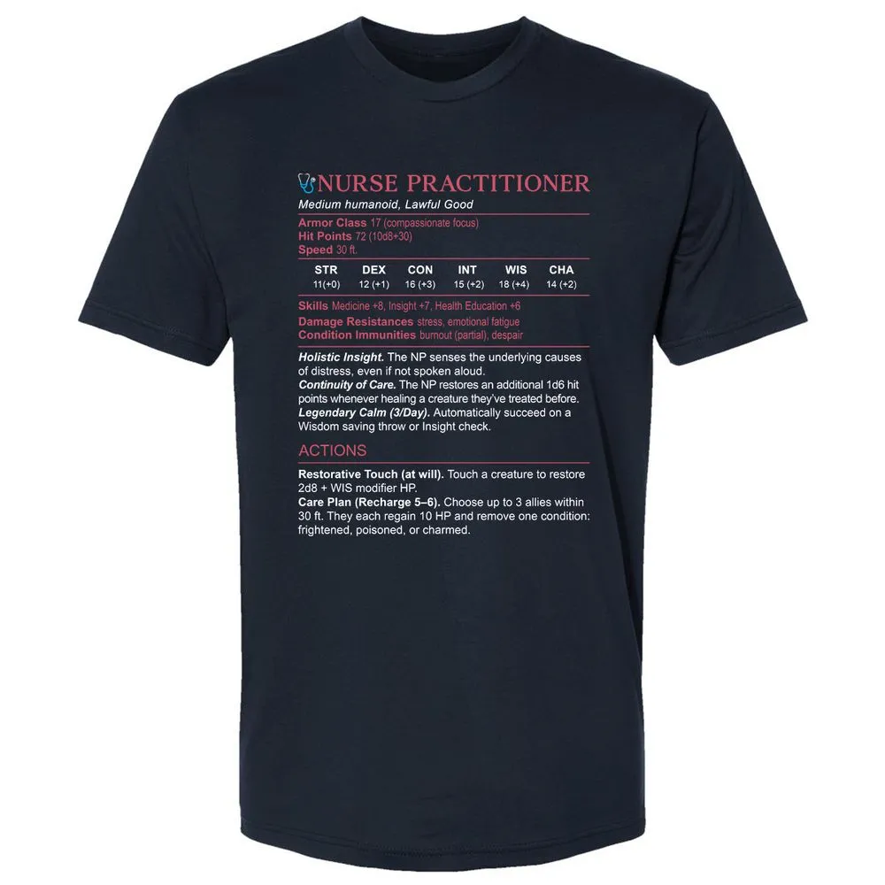 Nurse Practitioner Stats Premium Unisex T-Shirt - Midnight Navy - 2