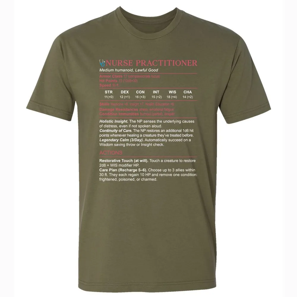 Nurse Practitioner Stats Premium Unisex T-Shirt - Military Green - 5