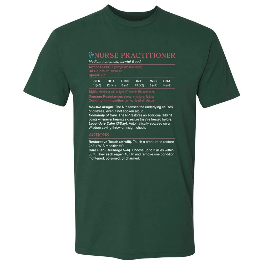Nurse Practitioner Stats Premium Unisex T-Shirt - Forest Green - 13