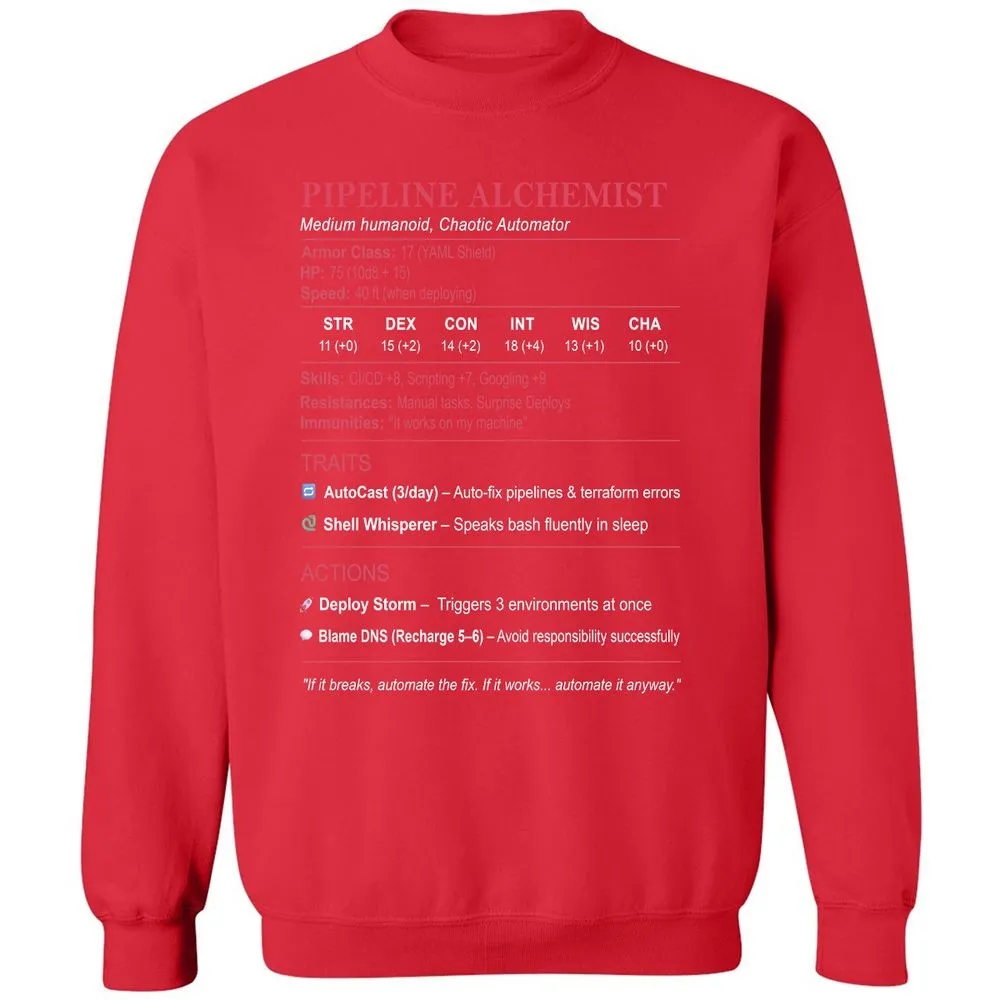 DEVOPS Stats (Pipeline Alchemist) Classic Unisex Sweatshirt - Red - 5