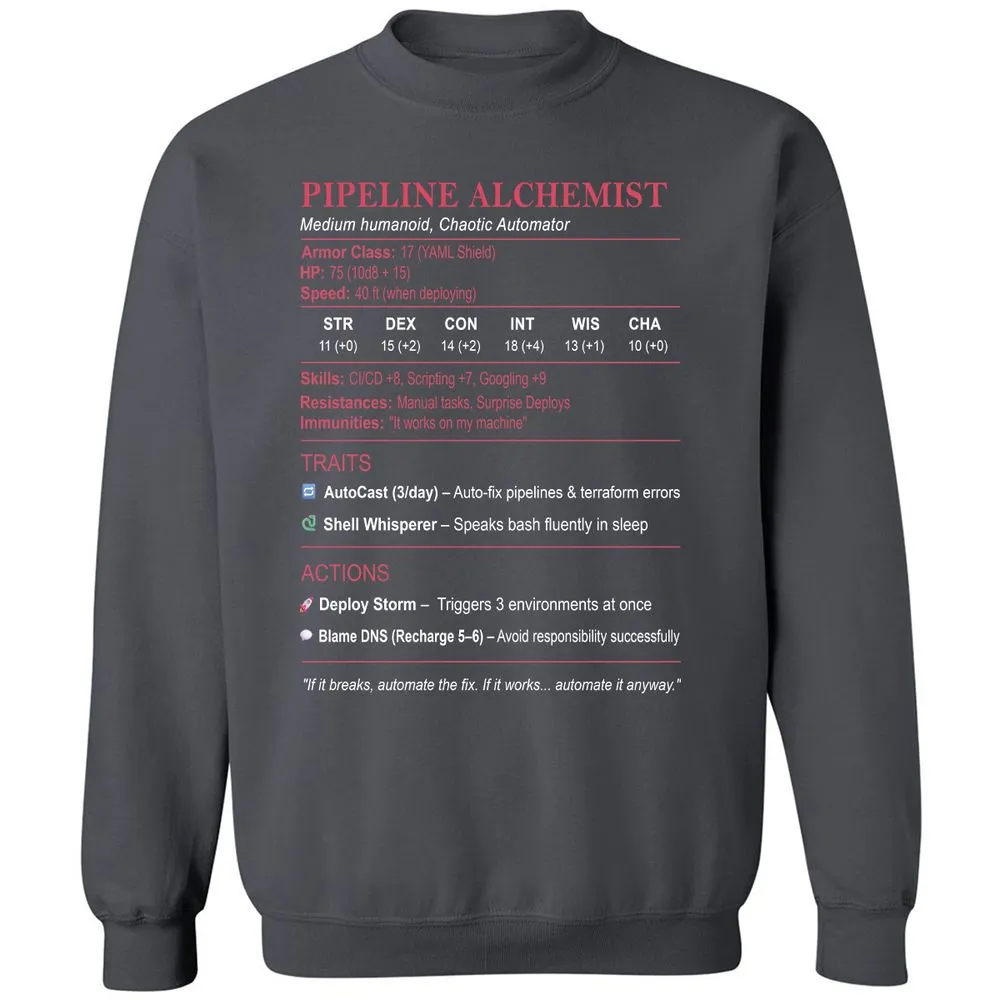 DEVOPS Stats (Pipeline Alchemist) Classic Unisex Sweatshirt - Charcoal - 7